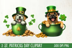 St Patricks Day Dog with Gold Coin Clipart, St Patricks Day Product Image 1