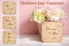 Mothers Day coaster svg, Mom day gift laser cut Product Image 1