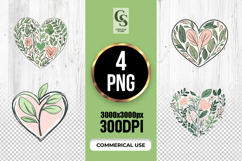 Leafy Botanical Heart Clipart Sublimation PNG Product Image 1