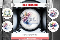 Floral Reading Quotes Car Coaster Product Image 1