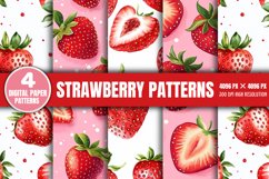 Strawberry Digital Papers Pattern Bundle PNG Product Image 2