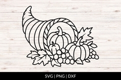 Hand Drawn Fall Cornucopia Harvest SVG Product Image 1