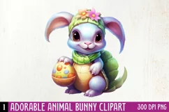 Adorable Animal Bunny Clipart, Watercolor Clipart Product Image 1