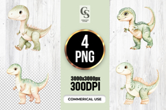 Cute Watercolor Baby Dino Clipart Sublimation PNG Product Image 1