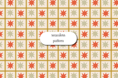 Retro Christmas Star Grid Seamless Pattern in Warm Tones Product Image 1