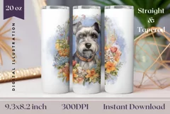 Watercolor Miniature Schnauzer Dog Tumbler Wrap Design Product Image 1