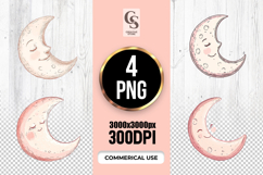 Cute Sleeping Moon Clipart Sublimation PNG Product Image 1