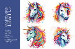 Watercolor unicorn clipart sublimation png Product Image 1