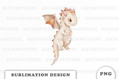 Watercolor cute Dragon sublimation png Product Image 1