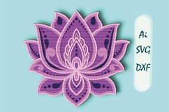 Lotus 3D Multilayer SVG/ Lotus 3D mandala/ Lotus Paper Cut Product Image 1