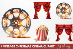 Vintage Christmas Cinema Clipart PNG Product Image 1