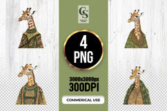 Royal Giraffe Portrait Watercolor Clipart Sublimation PNG Product Image 1