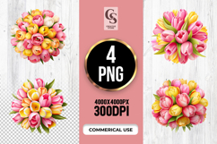 Tulip Flower Ball Bouquet Clipart Sublimation PNG Product Image 1
