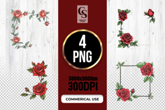 Red Rose Floral Frame Illustration Clipart Sublimation PNG Product Image 1