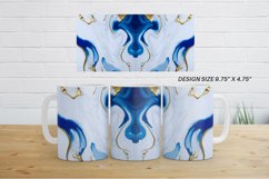 White Blue Liquid Marble with Gold | Mug sublimation design Product Image 2