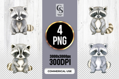 Cute Raccoon Watercolor Forest Animal Clipart PNG Product Image 1