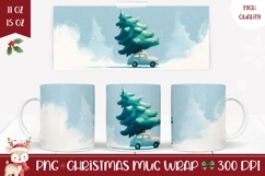 Cartoon Christmas Car Mug Sublimation, Christmas Tree Mug Product Image 1