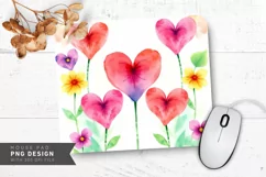 Heart Garden Watercolor Mouse Pad PNG Design Product Image 1