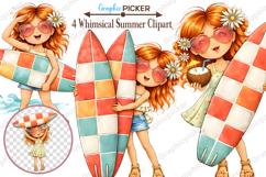 Whimsical Summer Girl Clipart, Cute Beach Girls PNG, Summer Product Image 2
