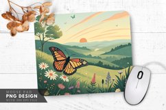 Butterfly Bliss at Sunset Mouse Pad PNG Design Product Image 1