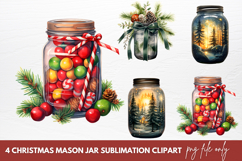 Christmas Mason Jar Sublimation Clipart Product Image 1