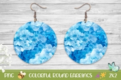 Blue Hydrangea Round Earrings, Nature Earrings PNG Product Image 1