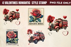 Valentines Romantic Retro Style Stamp Clipart PNG Product Image 1