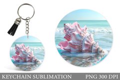 3D Seashell Keychain Sublimation. Sea Keychain Design Product Image 1