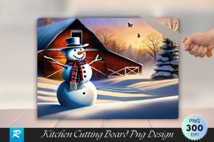 Barnyard Snowman with a Cowboy Twist Cutting Board PNG Product Image 1