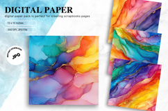 Rainbow Watercolor Alcohol Ink Background Digital Paper Product Image 1