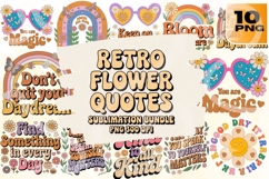 Retro Flower Quote PNG Bundle 10 Product Image 1