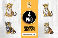 Watercolor Cute Jaguar Cub Clipart Sublimation PNG Product Image 1
