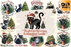 Black Cat Christmas PNG Bundle 19 Product Image 1