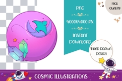 Hand Drawn Cosmic Illustration, Colorful Fantasy Space PNG Product Image 1