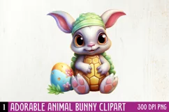 Adorable Animal Bunny Clipart, Watercolor Clipart Product Image 1