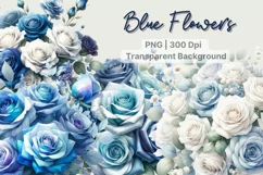 Blue floral watercolor Romantic Watercolor floral design Product Image 1
