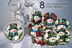 Christmas Snowman | 8 retro Car coaster &amp; key chain designs Product Image 1