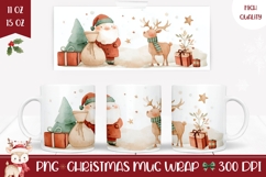 Cartoon Santa Claus Mug, Cute Christmas Deer Mug Wrap Product Image 1
