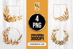 Autumn Wheat Floral Frame Clipart PNGf Product Image 1