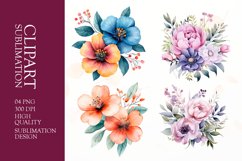 Watercolor floral clipart sublimation png Product Image 1