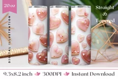 Glitter Love Hearts Tumbler Wrap, Valentine's Day Tumbler 3D Product Image 1