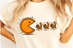Funny Thanksgiving Pumpkin Pie Chasing PNG, Thanksgiving PNG Product Image 2