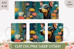 Doberman Mug Design, Flowers Mug Wrap, Doberman pinscher Dog Product Image 1