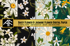 Daisy &amp; Jasmine Flower Digital Paper Product Image 1