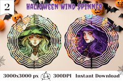 Halloween Wind Spinner Sublimation, Stained Glass Witch PNG Product Image 1