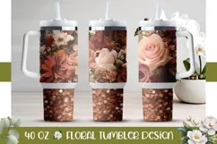 Boho Flowers Tumbler Design, Glitter 40 Oz Tumbler Wrap Product Image 1