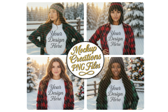Christmas Woman Model Mockup Holiday Shirt Display Product Image 1