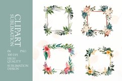 Watercolor floral wearth frame clipart sublimation png Product Image 1