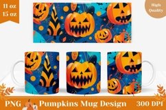 Halloween Pumpkins Mug Wrap, Halloween Mug Template Product Image 1