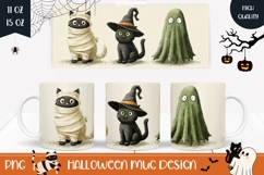 Halloween Cats Mug Wrap, Halloween Monsters Coffee Mug PNG Product Image 1